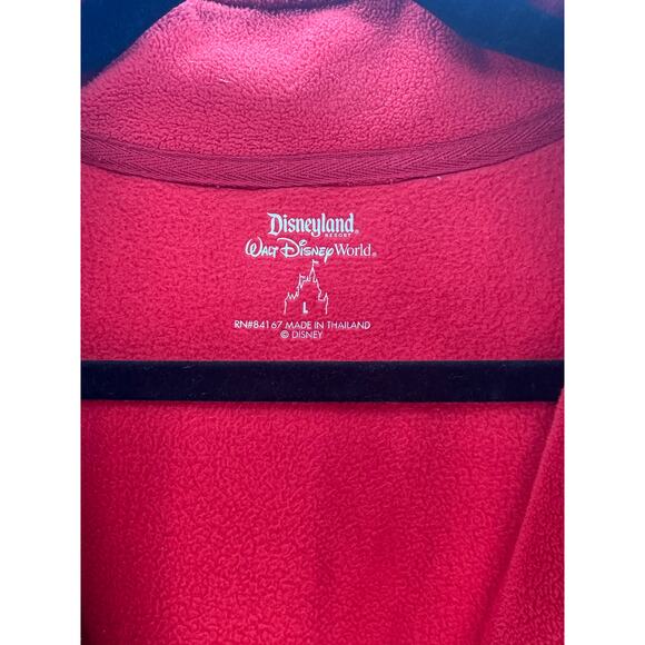 Disney Parks Disneyland Men's sz L Red Zipup Fleece Pockets Holiday Mickey Xmas - Picture 5 of 8